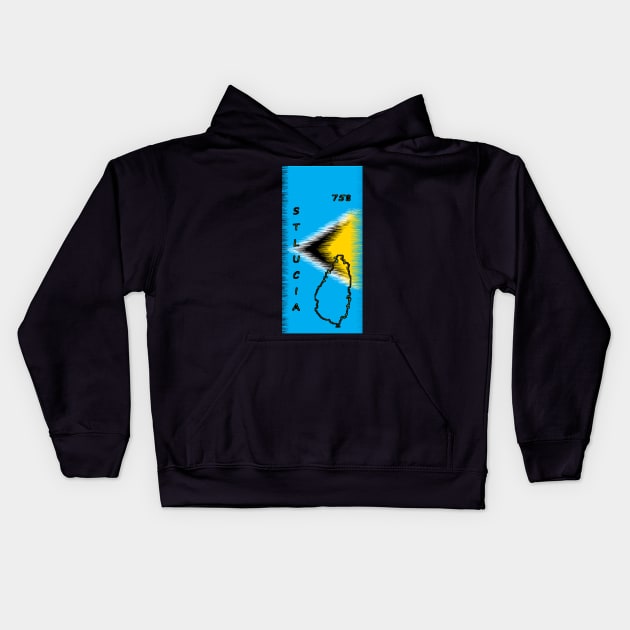 St lucia flag Designed with Name and Area Code - Soca Mode Kids Hoodie by Soca-Mode